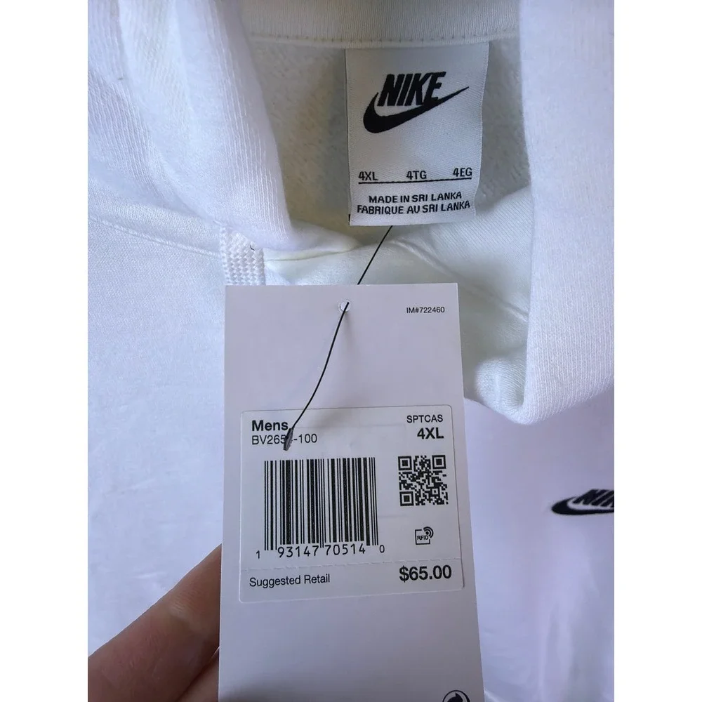 Nike Hoodie Mens 4XL White Embroidered Logo Pullover NEW FLAWS READ - Picture 3 of 9